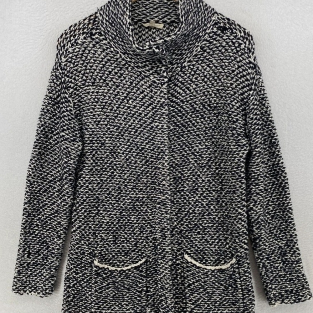 Eileen Fisher Black and White Textured Teddy Jacket